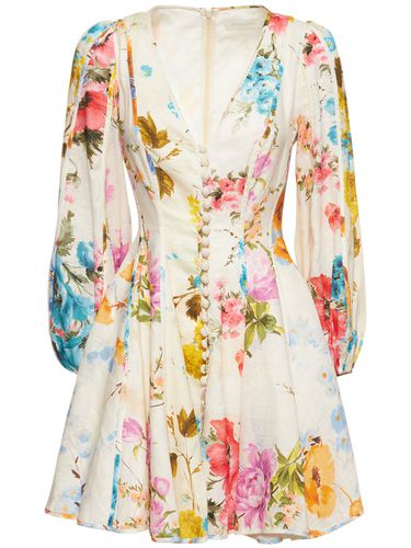 Robe Courte En Lin Floral Halcyon - ZIMMERMANN - Modalova