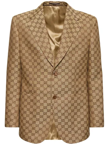 Blazer En Lin Mélangé Gg Supreme Summer - GUCCI - Modalova