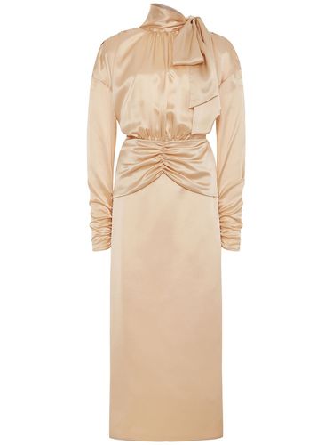 Robe Midi En Satin De Soie Dos Nu Avec Nœud - ALESSANDRA RICH - Modalova