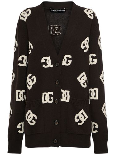 Cardigan Long En Maille Jacquard À Logo - DOLCE & GABBANA - Modalova