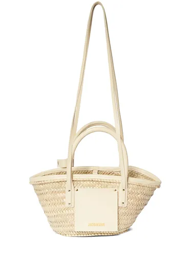 Sac En Cuir Et Raphia Le Petit Panier Soli - JACQUEMUS - Modalova