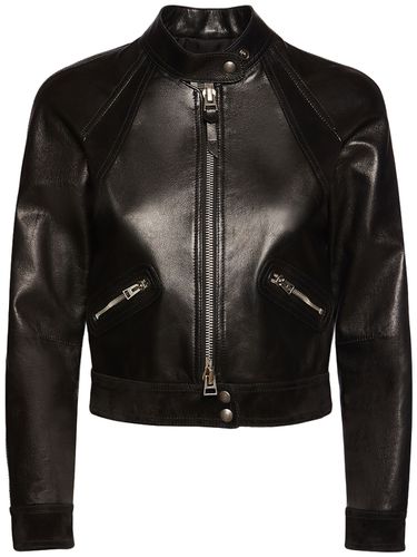 Veste De Motard Courte Zippée En Cuir Et Daim - TOM FORD - Modalova