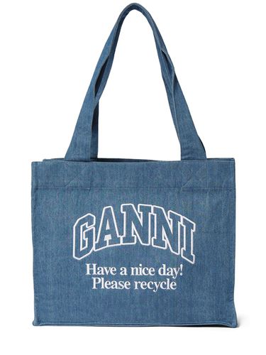 Grand Sac Cabas En Denim Easy - GANNI - Modalova