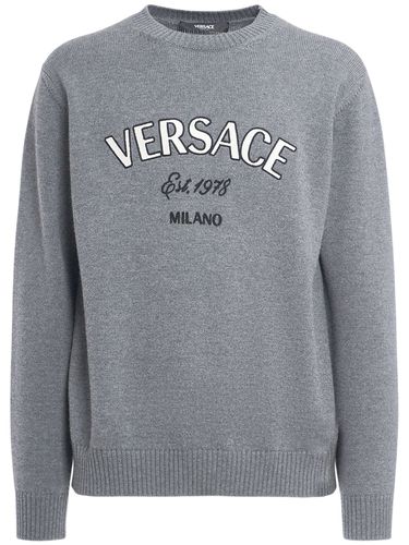 Pull-over En Laine À Logo Brodé - VERSACE - Modalova