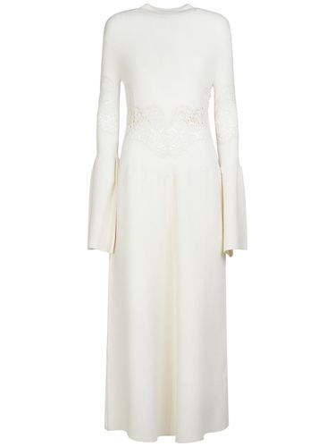 Robe Longue En Maille Côtelée De Laine Brodée - CHLOÉ - Modalova