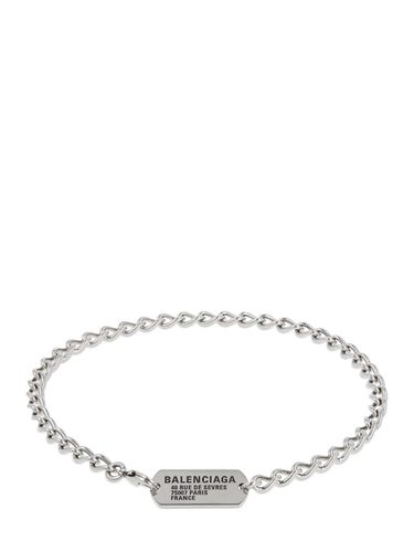 Choker Chaîne En Laiton Avec Plaque Logo - BALENCIAGA - Modalova