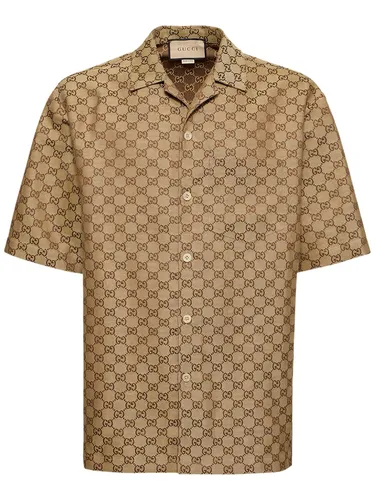 Chemise En Lin Mélangé Gg Supreme Summer - GUCCI - Modalova