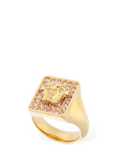 Bague Carrée En Cristaux Medusa Tiles - VERSACE - Modalova