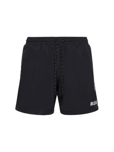 Short De Bain En Tissu Technique À Logo - BOSS - Modalova