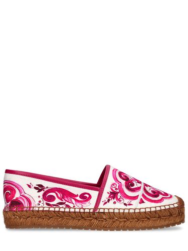 Espadrilles En Toile Imprimé Maiolica 20 Mm - DOLCE & GABBANA - Modalova