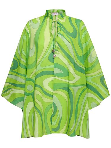 Robe Caftan Courte En Voile Imprimé Marmo - PUCCI - Modalova