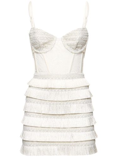 Robe Bustier Courte Métallisée À Franges - PATBO - Modalova