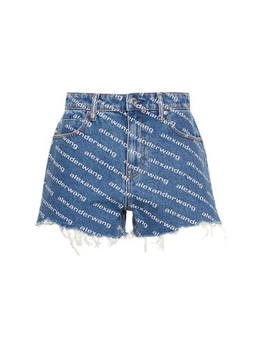 Short En Denim De Coton À Logo Bite - ALEXANDER WANG - Modalova