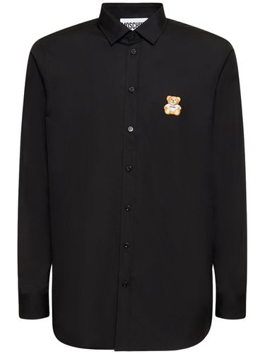 Chemise En Popeline De Coton Brodé - MOSCHINO - Modalova