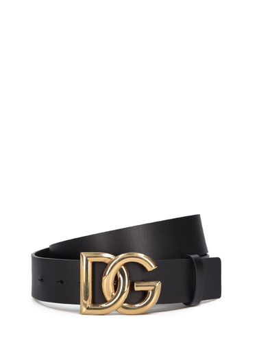 Ceinture En Cuir À Logo 4 Cm - DOLCE & GABBANA - Modalova