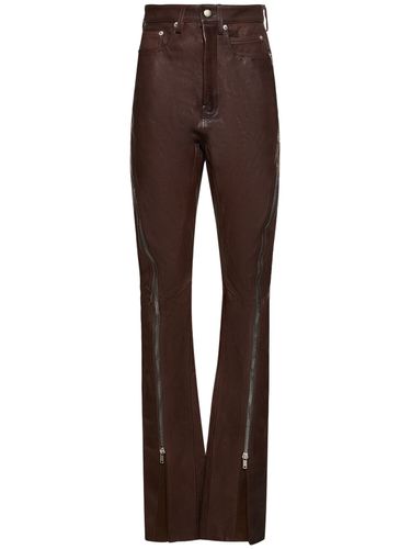 Pantalon Évasé En Cuir Avec Zips Bolan - RICK OWENS - Modalova