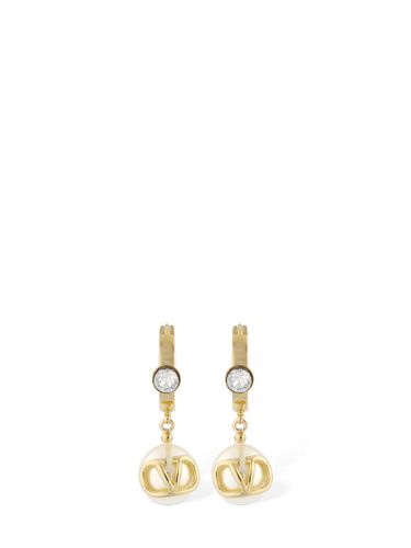 Clous D'oreilles En Fausses Perles V Logo - VALENTINO GARAVANI - Modalova