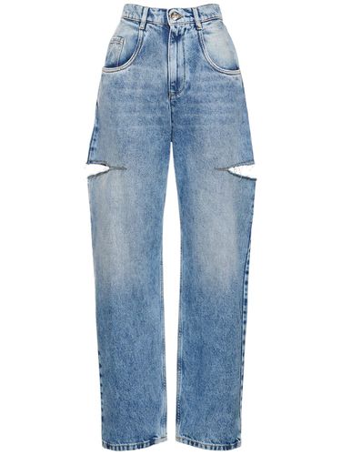 Jean Droit En Denim Ajouré Taille Haute - MAISON MARGIELA - Modalova