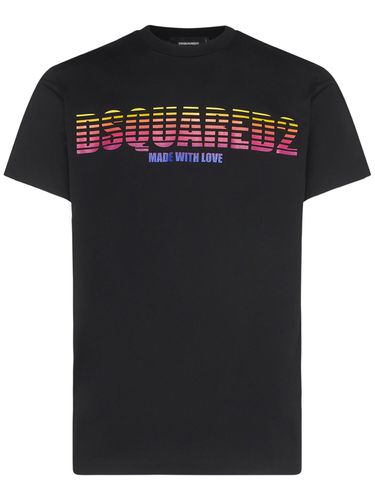 T-shirt En Jersey De Coton Imprimé Logo - DSQUARED2 - Modalova