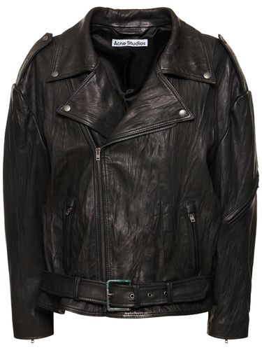 Veste De Motard Oversize En Cuir - ACNE STUDIOS - Modalova