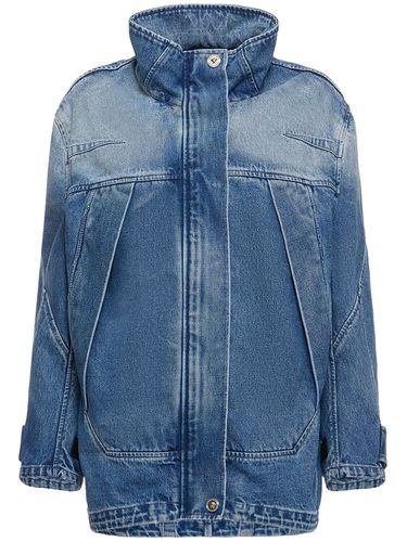 Veste En Denim À Col Montant - VERSACE - Modalova