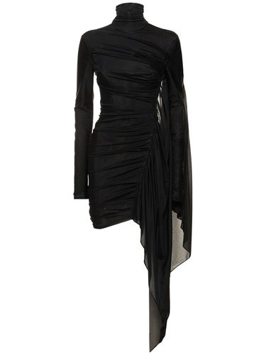 Robe Midi En Jersey Et Tulle Drapé - MUGLER - Modalova