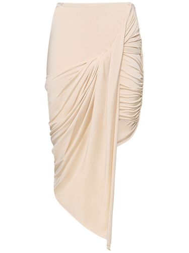 Jupe Midi En Jersey De Satin De Viscose Drapée - MUGLER - Modalova