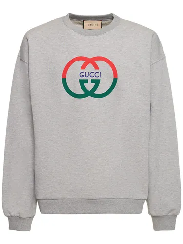 Sweat-shirt En Coton Feutré Léger - GUCCI - Modalova