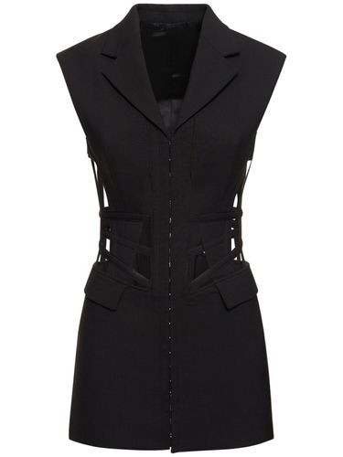 Robe Corset Courte En Laine Mélangée Ajourée - DION LEE - Modalova