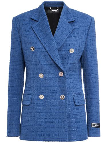 Veste En Tweed De Coton Mélangé Double Boutonnage - VERSACE - Modalova