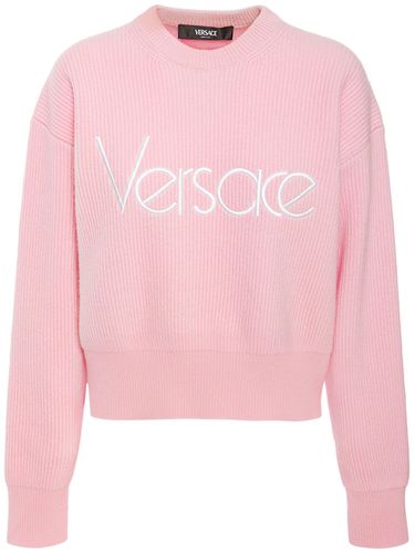 Pull-over En Maille Côtelée À Logo - VERSACE - Modalova