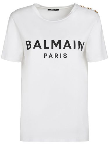 T-shirt En Coton Imprimé Logo - BALMAIN - Modalova