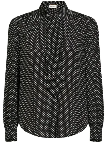 Chemise En Soie Avec Cravate - SAINT LAURENT - Modalova