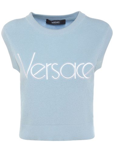 Pull Sans Manches En Maille Brodée À Logo - VERSACE - Modalova