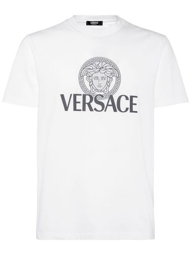 T-shirt En Jersey De Coton À Logo - VERSACE - Modalova