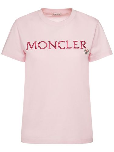 T-shirt En Coton Biologique À Logo Brodé - MONCLER - Modalova