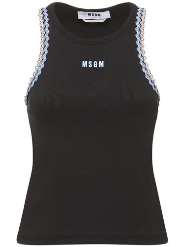 Débardeur En Jersey De Coton À Logo - MSGM - Modalova