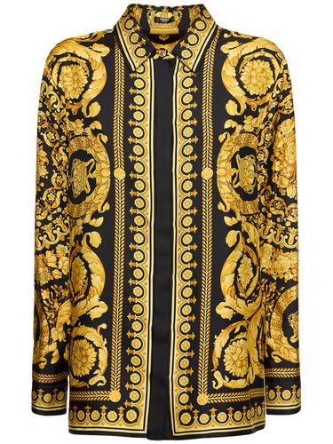 Chemise En Sergé De Soie Imprimé Baroque - VERSACE - Modalova