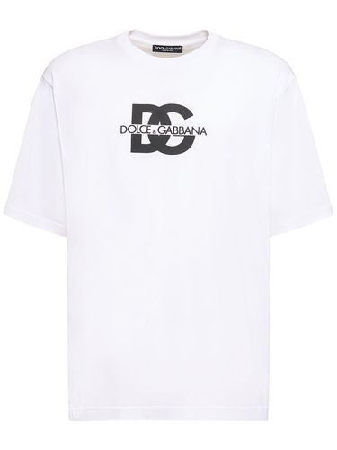 T-shirt En Jersey De Coton À Logo - DOLCE & GABBANA - Modalova