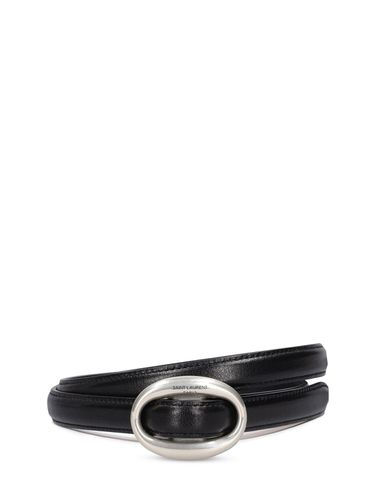 Ceinture En Cuir Boucle Ovale Arrondie 15 Mm - SAINT LAURENT - Modalova