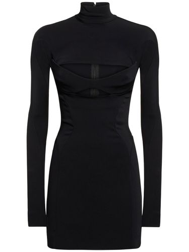 Robe Courte En Crêpe À Col Roulé - MUGLER - Modalova