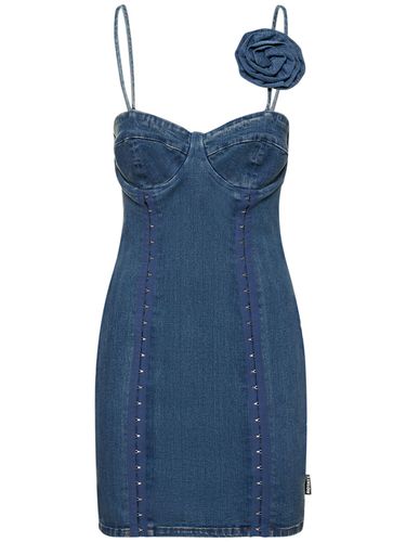 Robe Courte En Denim Stretch Détail Rose - ROTATE - Modalova