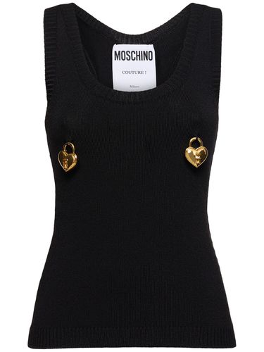 Haut En Viscose Mélangée Stretch Embellie - MOSCHINO - Modalova