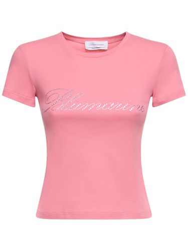 T-shirt En Jersey De Coton À Logo En Cristaux - BLUMARINE - Modalova