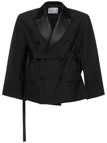 Veste Cintrée À Double Boutonnage Avec Ceinture - SACAI - Modalova