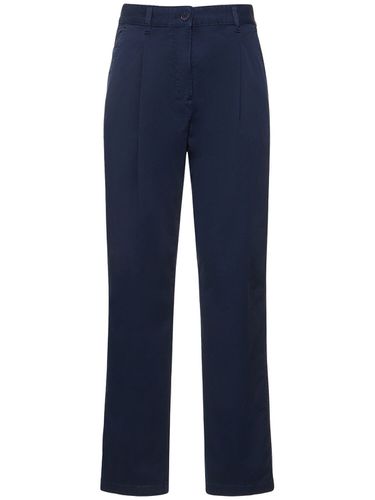 Pantalon Droit En Popeline De Coton À Plis - ASPESI - Modalova