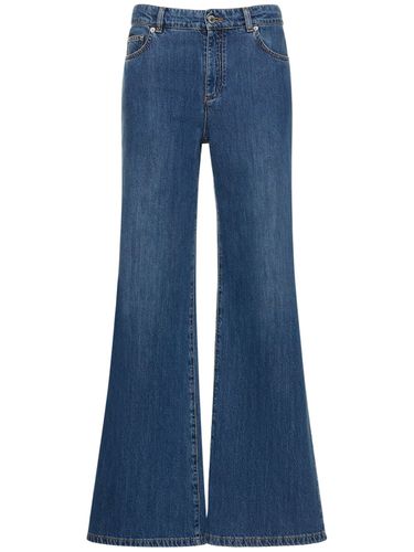 Jean Large En Denim De Coton Taille Basse - MOSCHINO - Modalova