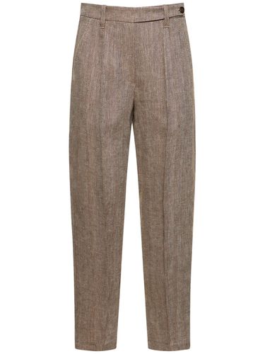 Pantalon Droit En Lin À Chevrons - BRUNELLO CUCINELLI - Modalova