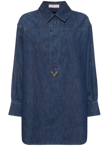 Robe Chemise Courte En Denim De Coton - VALENTINO - Modalova