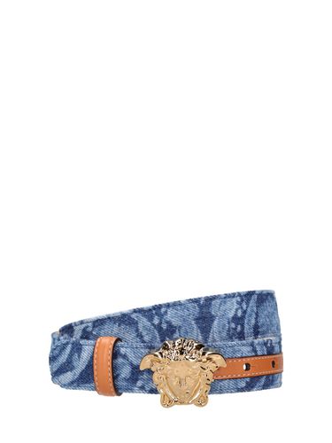 Ceinture En Denim Medusa 30 Mm - VERSACE - Modalova